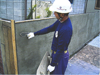 加藤塗装店の景観工法・スタンプウォールの施工プロセス　下地処理